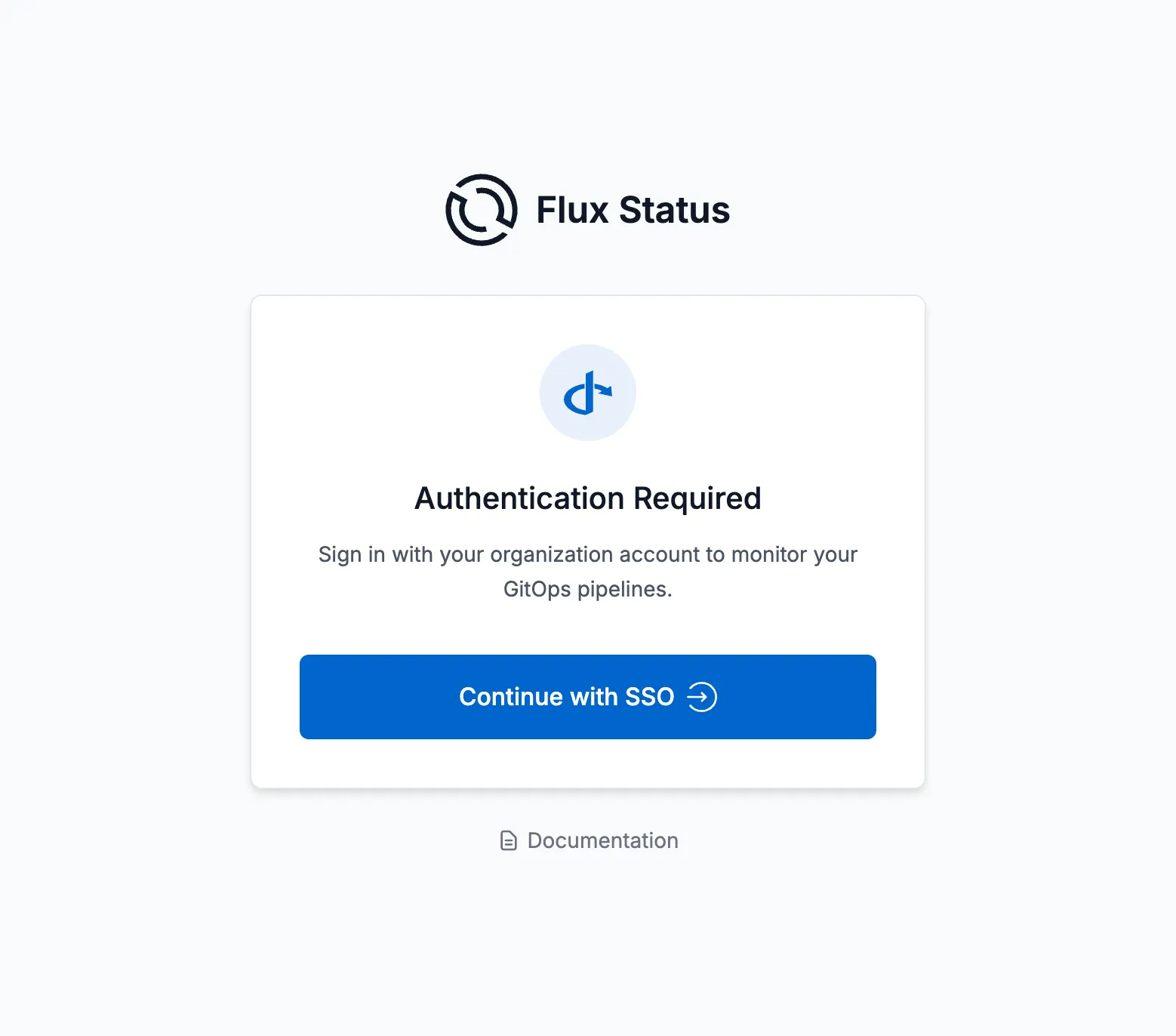 FluxCD Web UI login screen with single sign-on via OpenID Connect