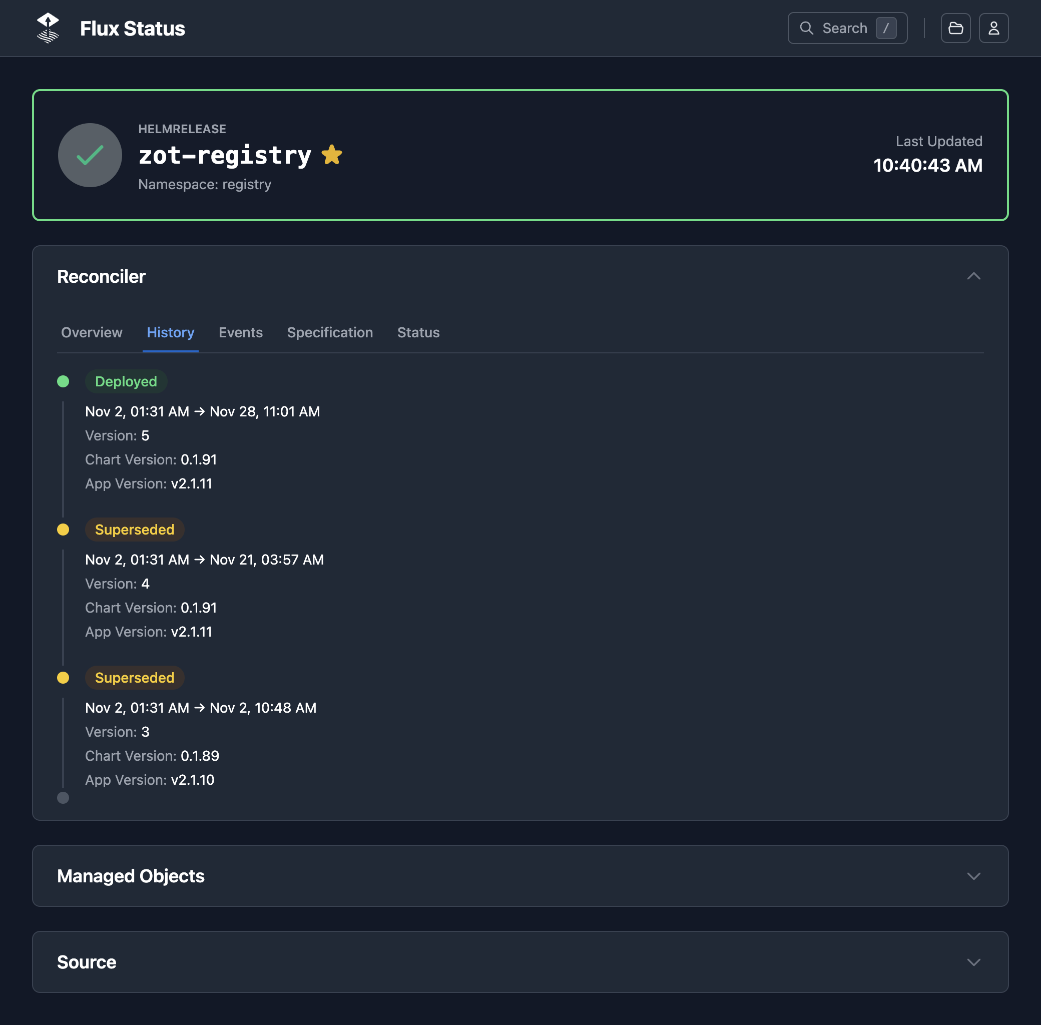 Reconciliation History