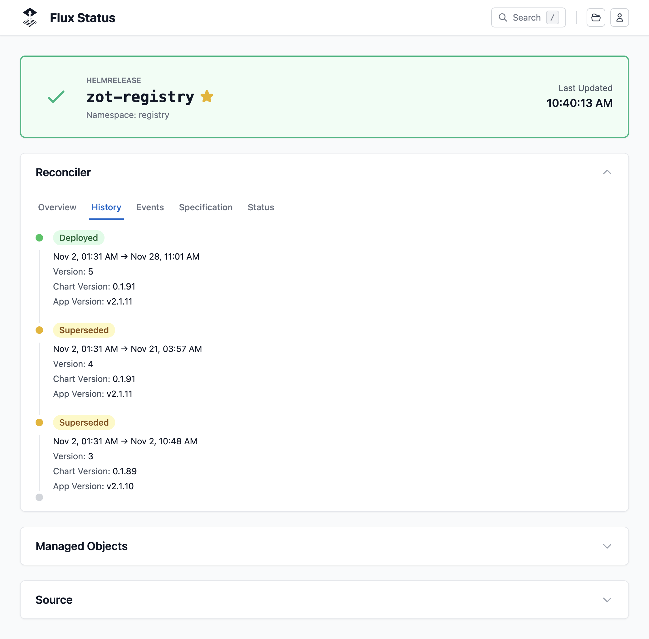 Reconciliation History