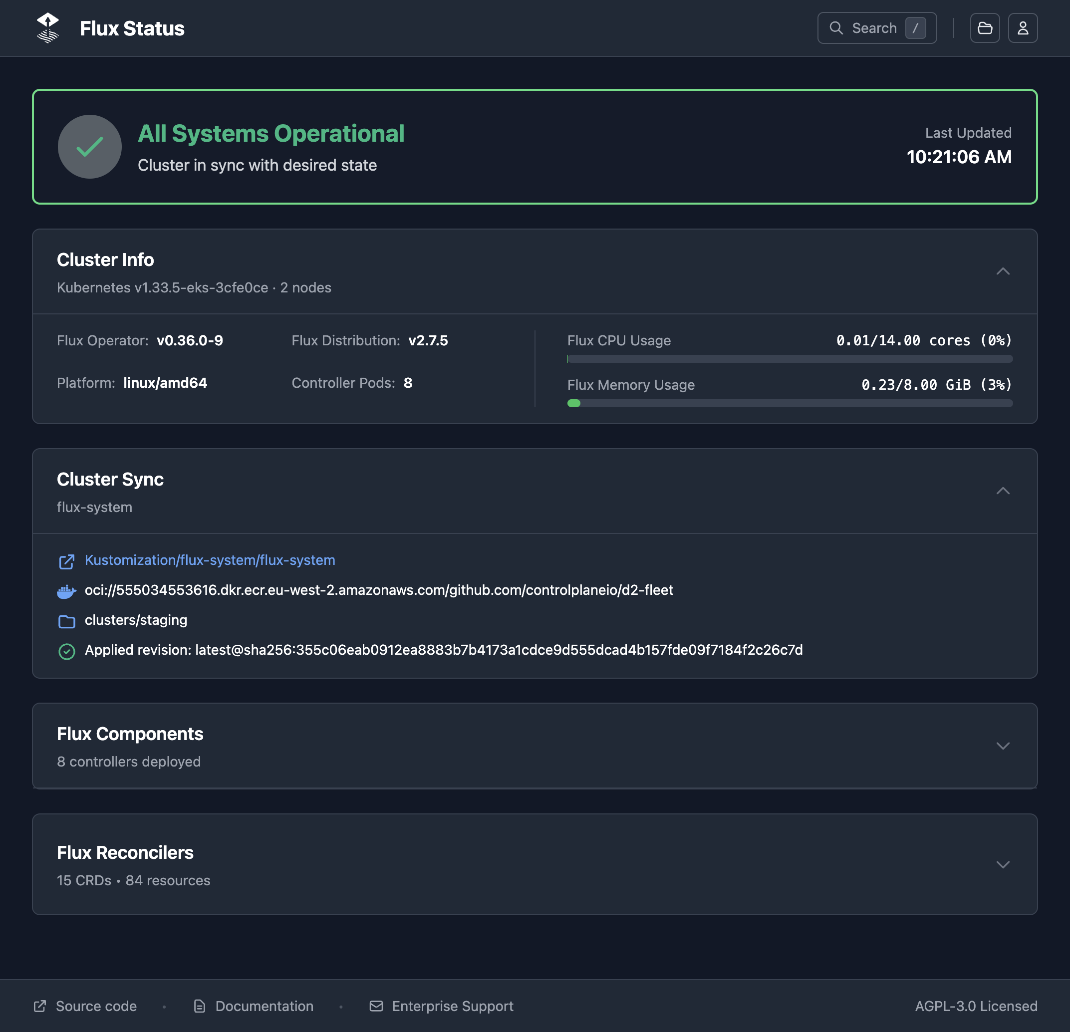 Flux Status Page Dashboard
